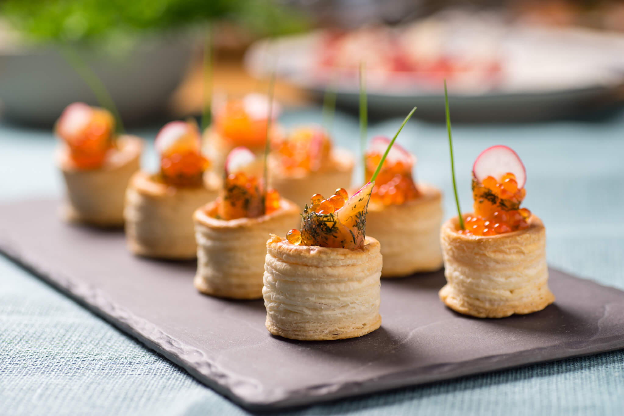 Elegant canapé's with fish eggs on top